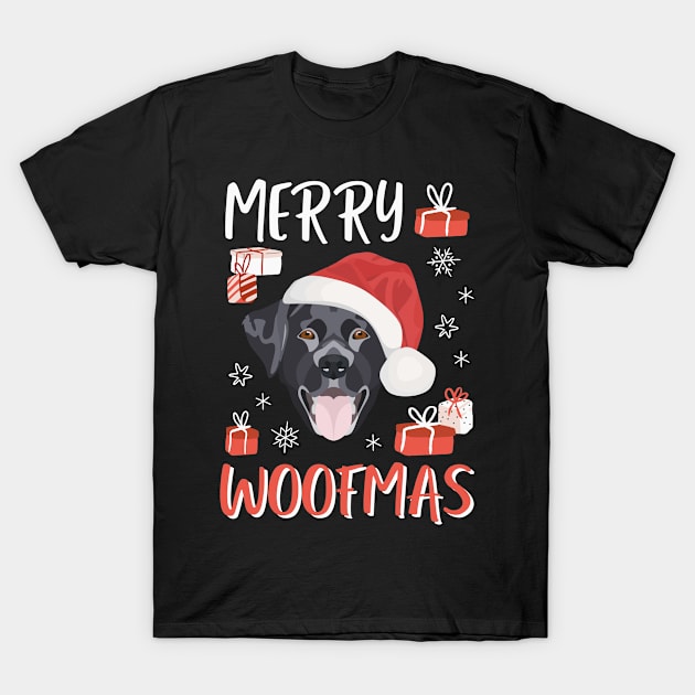 Black Labrador Christmas T-Shirt by GreenOptix